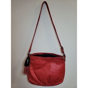 Vintage Marco Avane Soft Leather Crossbody Red Shoulder Bag Purse Fringe Tassel‎